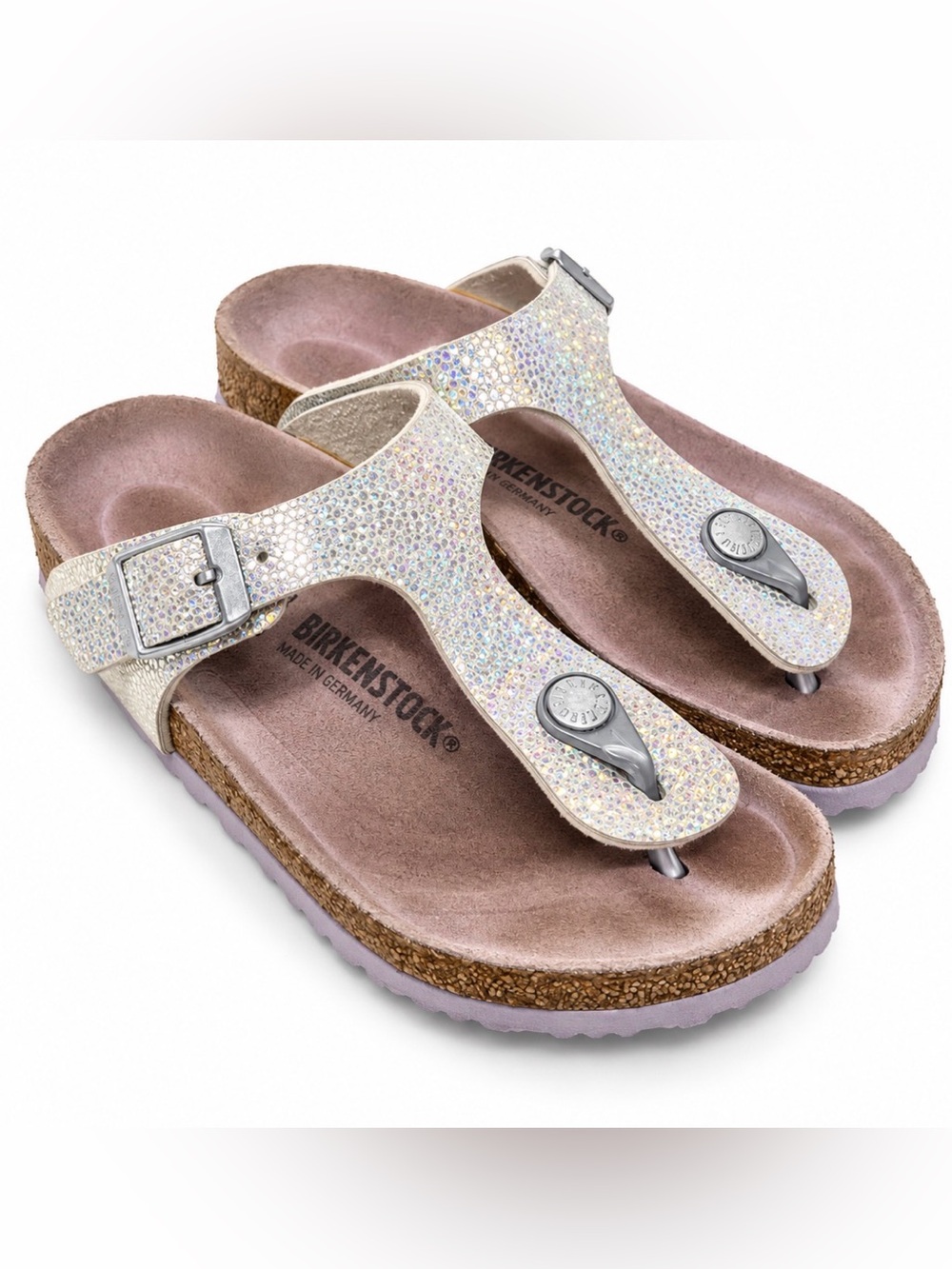 Birkenstock Gizeh Holographic Iridescent Silver Thong Sandals EU 31 US Kids